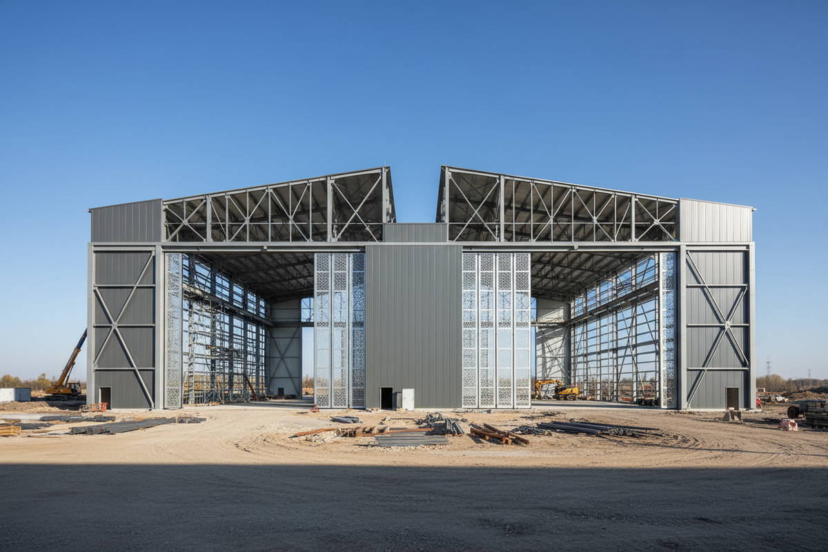 construction steel hangar